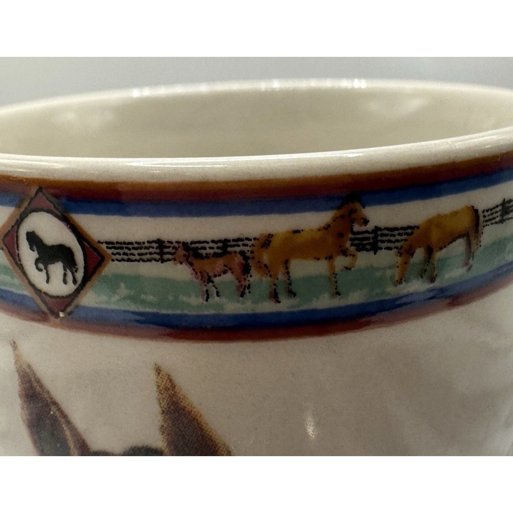 Horse Coffee Mug Cedar Valley Stables Folkcraft Stoneware Western Ranch Cup - Picture 3 of 9